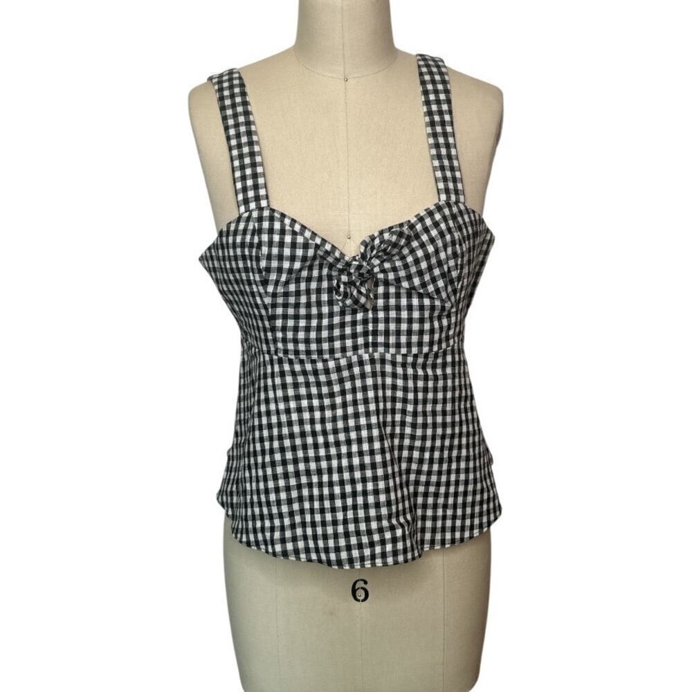 Honey Belle Gingham Crop Top - Black & White - Size L